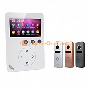 Комплект: цветной видеодомофон QM-432C белый с экраном 4.3"+ цветная вызывная видеопанель QM-308N (800ТВЛ) чёрный
