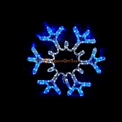 Нвогодний 2D Мотив "Снежинка" из светодиодного дюралайта, c динамикой (контроллер в комплекте), размер 30 LED-XM(FR)-СК-004-240V-W/B бело-синий