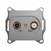 Механизм телевизионной проходной розетки TV/SAT 4dB Schneider GLOSSA, цвет алюминий