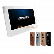 Комплект: цветной видеодомофон QM-770C белый с экраном  7" + цветная вызывная видеопанель QM-308H (800ТВЛ) чёрный
