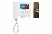 Комплект: цветной видеодомофон QM-433C белый с экраном 4.3"+ цветная вызывная видеопанель QM-305N (600ТВЛ) бронза