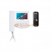 Комплект: цветной видеодомофон QM-433C белый с экраном 4.3"+ цветная вызывная видеопанель QM-305N (600ТВЛ) серебро