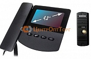 Комплект: цветной видеодомофон QM-433C чёрный с экраном 4.3"+ цветная вызывная видеопанель QM-305N (600ТВЛ) чёрный