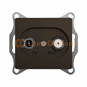 Механизм телевизионной оконечной розетки TV/SAT 1dB Schneider GLOSSA, цвет шоколад