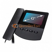 QM-433C-B Видеодофон цветной 4-x проводный, с экраном 4.3’’ TFT LCD (320х240) и регулировкой громкости вызова. Подключение двух вызывных панелей. AC220V.