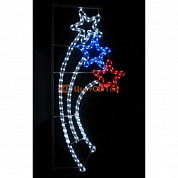 Нвогодний 2D Мотив "Три звезды" из светодиодного дюралайта на металлическом  каркасе LED-3STAR-240V-WВG бело-сине-красный