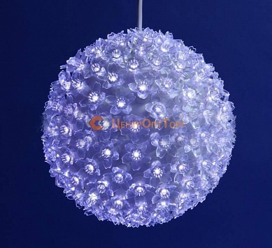 Нвогодний 3D Мотив "Шар с цветками" из пластика, 160 светодиодов LED-FBP-160-240V белый