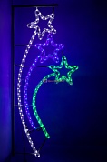 Нвогодний 2D Мотив "Три звезды" из светодиодного дюралайта на металлическом  каркасе LED-3STAR-240V-WВG бело-сине-зелёный