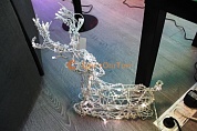Декоративный светодиодный олень из пластиковых бус (олень лежит) LED-XM(CB)-3D-CK027-W Олень белый