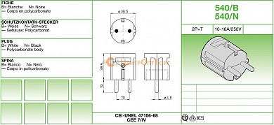Stucchi Вилка Schuko черная арт. 540/N