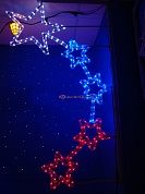 Нвогодний 2D Мотив "Пять  звезд" из светодиодного дюралайта на металлическом  каркасе LED-ARCH-5PCS-240V-WBR бело-сине-красный
