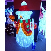 Снеговик 3D белый с метлой и лопатой IMD-SNMAN-01