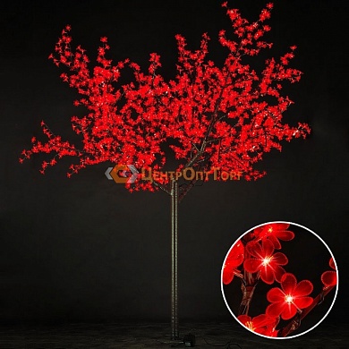 Световое дерево «Сакура», диаметр 2.0 м, высота 2.5 м, /1728 лепестков, красное